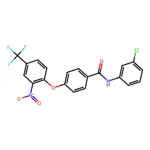 N-(3-chlorophenyl)-4-[2-nitro-4-(trifluoromethyl)phenoxy]benzamide structure