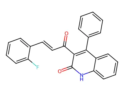(E)-3-(3-(2-fluorophenyl)acryloyl)-4-phenylquinolin-2(1H)-one structure