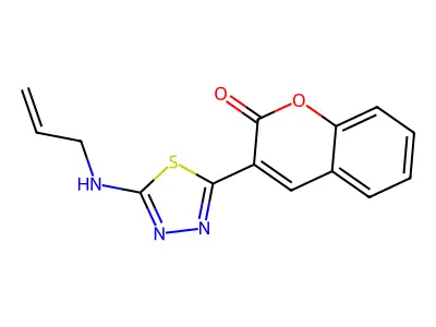 3-{5-[(prop-2-en-1-yl)amino]-1,3,4-thiadiazol-2-yl}-2H-chromen-2-one structure