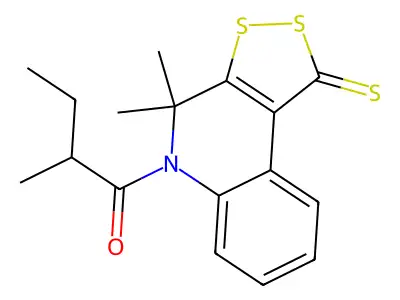 1-(4,4-Dimethyl-1-sulfanylidenedithiolo[3,4-c]quinolin-5-yl)-2-methylbutan-1-one structure