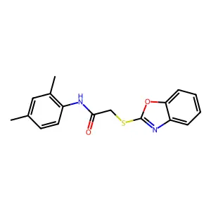 2-(1,3-benzoxazol-2-ylsulfanyl)-N-(2,4-dimethylphenyl)acetamide structure