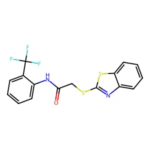 2-(1,3-benzothiazol-2-ylsulfanyl)-N-[2-(trifluoromethyl)phenyl]acetamide structure