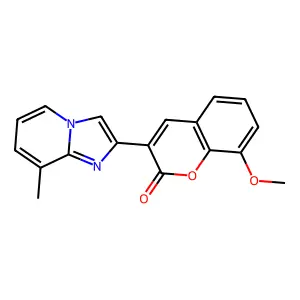 8-methoxy-3-(8-methylimidazo[1,2-a]pyridin-2-yl)-2H-chromen-2-one structure