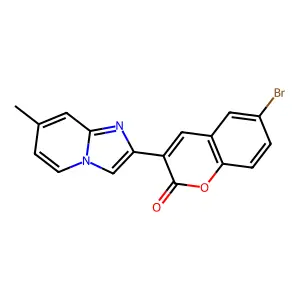 6-bromo-3-{7-methylimidazo[1,2-a]pyridin-2-yl}-2H-chromen-2-one structure