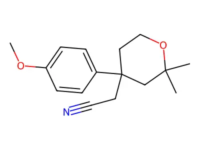 2-[4-(4-Methoxyphenyl)-2,2-dimethyloxan-4-yl]acetonitrile structure