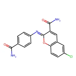 2-(4-Carbamoylphenyl)imino-6-chlorochromene-3-carboxamide structure