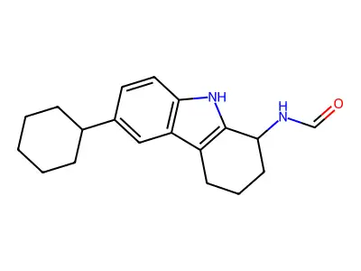 N-(6-cyclohexyl-2,3,4,9-tetrahydro-1H-carbazol-1-yl)formamide structure