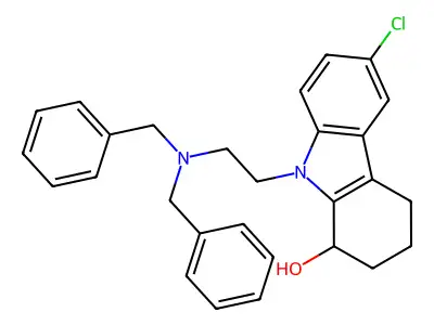 6-chloro-9-[2-(dibenzylamino)ethyl]-2,3,4,9-tetrahydro-1H-carbazol-1-ol structure