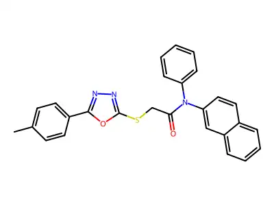 N-(Naphthalen-2-yl)-N-phenyl-2-((5-(p-tolyl)-1,3,4-oxadiazol-2-yl)thio)acetamide structure