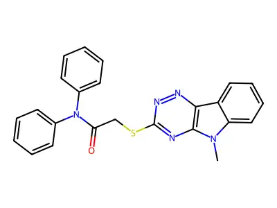 2-[(5-methyl-[1,2,4]triazino[5,6-b]indol-3-yl)sulfanyl]-N,N-diphenylacetamide structure