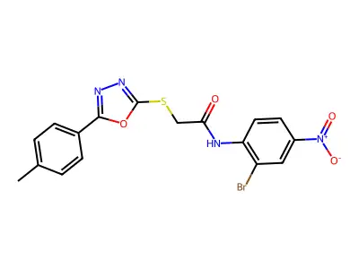N-(2-Bromo-4-nitrophenyl)-2-((5-(p-tolyl)-1,3,4-oxadiazol-2-yl)thio)acetamide structure