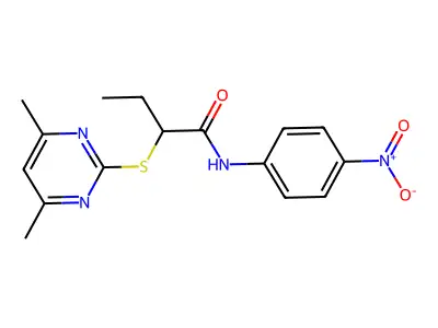 2-(4,6-dimethylpyrimidin-2-yl)sulfanyl-N-(4-nitrophenyl)butanamide structure