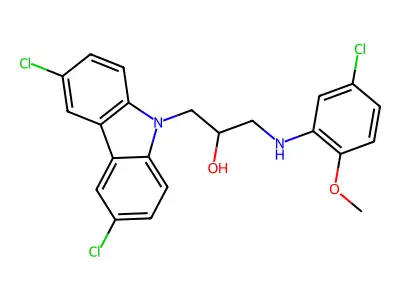 1-[(5-chloro-2-methoxyphenyl)amino]-3-(3,6-dichloro-9H-carbazol-9-yl)propan-2-ol structure