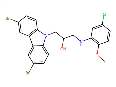 1-(5-Chloro-2-methoxy-phenylamino)-3-(3,6-dibromo-carbazol-9-yl)-propan-2-ol structure