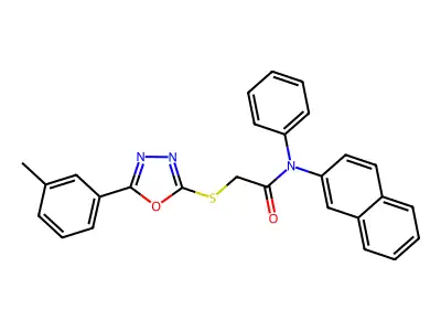 N-(Naphthalen-2-yl)-N-phenyl-2-((5-(m-tolyl)-1,3,4-oxadiazol-2-yl)thio)acetamide structure