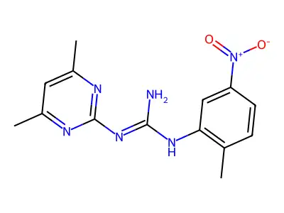 2-(4,6-Dimethylpyrimidin-2-yl)-1-(2-methyl-5-nitrophenyl)guanidine structure