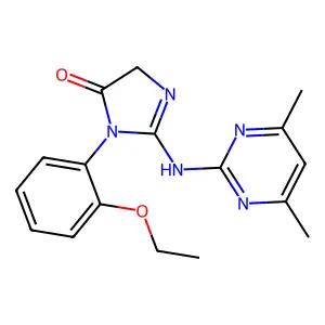 2-[(4,6-dimethylpyrimidin-2-yl)amino]-1-(2-ethoxyphenyl)-4H-imidazol-5-one structure