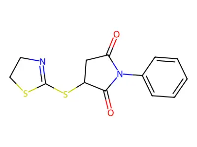 3-(4,5-Dihydro-1,3-thiazol-2-ylsulfanyl)-1-phenylpyrrolidine-2,5-dione structure