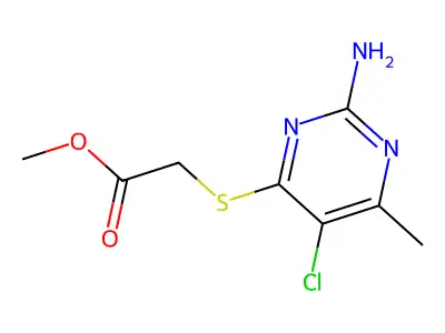 Methyl 2-(2-amino-5-chloro-6-methylpyrimidin-4-yl)sulfanylacetate structure