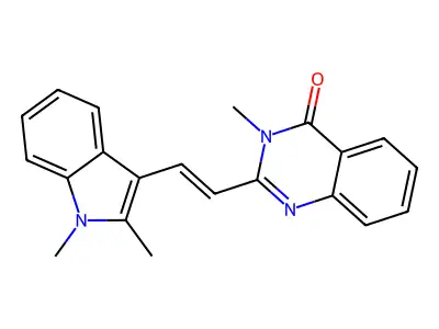 2-[(E)-2-(1,2-dimethylindol-3-yl)ethenyl]-3-methylquinazolin-4-one structure