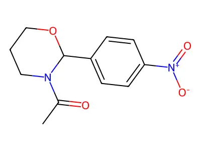 1-[2-(4-Nitrophenyl)-1,3-oxazinan-3-yl]ethanone structure