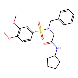 2-[benzyl-(3,4-dimethoxyphenyl)sulfonylamino]-N-cyclopentylacetamide structure