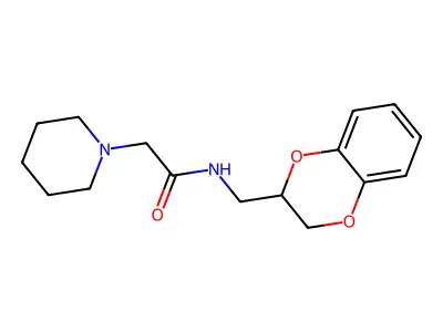 N-(2,3-dihydro-1,4-benzodioxin-3-ylmethyl)-2-piperidin-1-ylacetamide structure