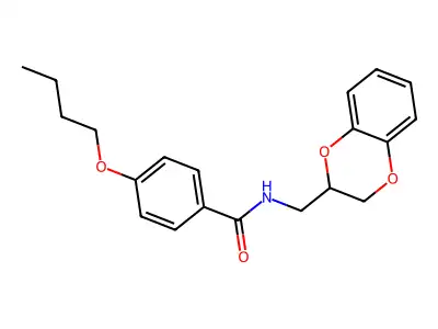 4-butoxy-N-(2,3-dihydro-1,4-benzodioxin-2-ylmethyl)benzamide structure