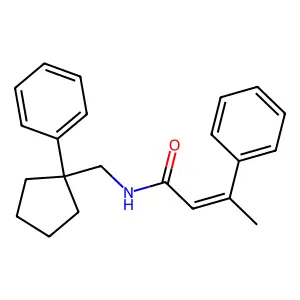(E)-3-phenyl-N-[(1-phenylcyclopentyl)methyl]but-2-enamide structure