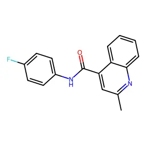 N-(4-fluorophenyl)-2-methylquinoline-4-carboxamide structure