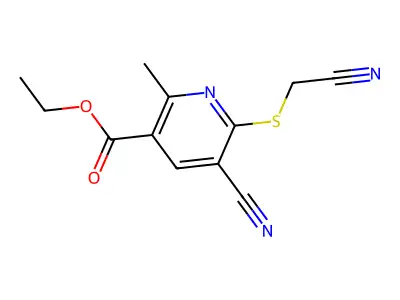 Ethyl 5-cyano-6-[(cyanomethyl)sulfanyl]-2-methylpyridine-3-carboxylate structure