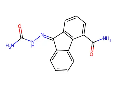 (9E)-9-(carbamoylhydrazinylidene)fluorene-4-carboxamide structure