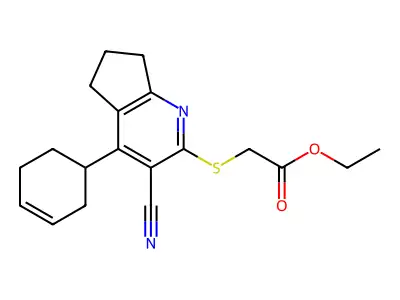 (3-Cyano-4-cyclohex-3-enyl-6,7-dihydro-5H-[1]pyrindin-2-ylsulfanyl)-acetic acid structure