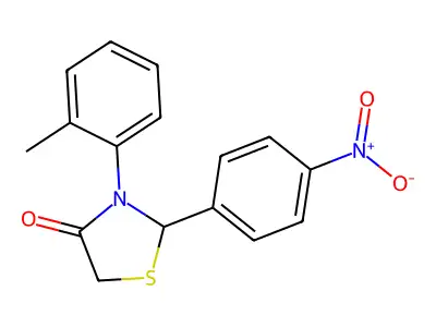 2-{4-Nitrophenyl}-3-(2-methylphenyl)-1,3-thiazolidin-4-one structure