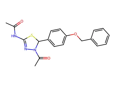 N-{4-acetyl-5-[4-(benzyloxy)phenyl]-4,5-dihydro-1,3,4-thiadiazol-2-yl}acetamide structure