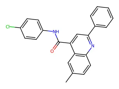 N-(4-chlorophenyl)-6-methyl-2-phenylquinoline-4-carboxamide structure