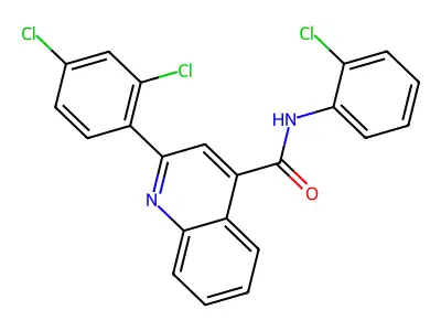 N-(2-chlorophenyl)-2-(2,4-dichlorophenyl)quinoline-4-carboxamide structure