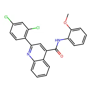 2-(2,4-dichlorophenyl)-N-(2-methoxyphenyl)quinoline-4-carboxamide structure
