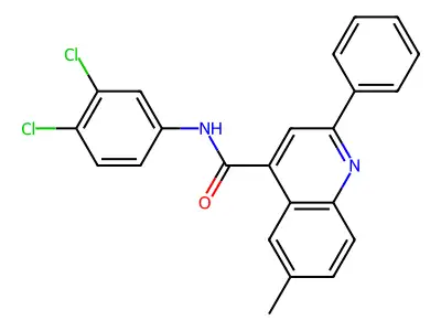N-(3,4-dichlorophenyl)-6-methyl-2-phenylquinoline-4-carboxamide structure