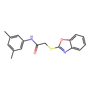 2-(1,3-benzoxazol-2-ylsulfanyl)-N-(3,5-dimethylphenyl)acetamide structure