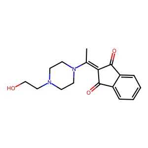 2-{1-[4-(2-hydroxyethyl)-1-piperazinyl]ethylidene}-1H-indene-1,3(2H)-dione structure