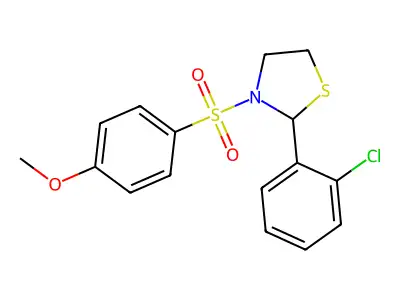 2-(2-Chlorophenyl)-3-((4-methoxyphenyl)sulfonyl)thiazolidine structure