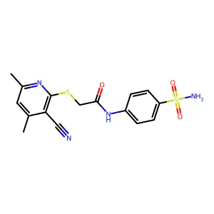 2-(3-cyano-4,6-dimethylpyridin-2-yl)sulfanyl-N-(4-sulfamoylphenyl)acetamide structure