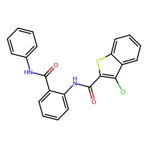 N-[2-(anilinocarbonyl)phenyl]-3-chloro-1-benzothiophene-2-carboxamide structure
