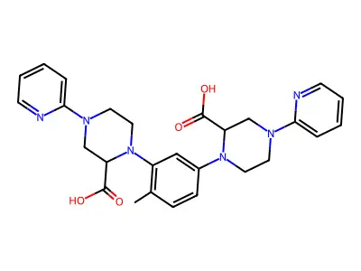 N,N-(2,4-Toluene)bis-4-(2-pyridinyl)-2-piperazinecarboxylic acid structure
