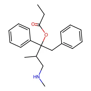 3-Methyl-4-(methylamino)-1,2-diphenyl-2-butanyl propionate structure
