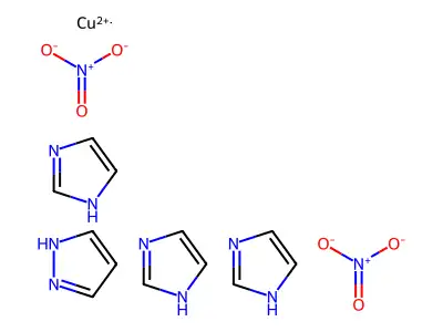 tetrakis(imidazolyl)copper(II) dinitrate structure