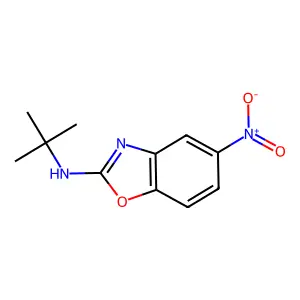 N-tert-butyl-5-nitro-1,3-benzoxazol-2-amine structure