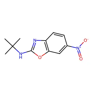 N-tert-butyl-6-nitro-1,3-benzoxazol-2-amine structure