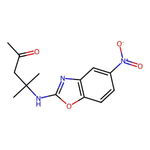4-Methyl-4-[(5-nitro-1,3-benzoxazol-2-yl)amino]pentan-2-one structure